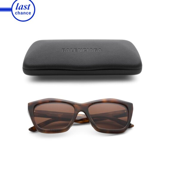 BALENCIAGA Havana Brown 57mm Square Sunglasses - Picture 1 of 2